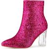 image:imageAllegra K Womens Clear Block Heel Glitter Hot Pink Ankle Boots 7 m US