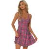 image:imageAllegra K Womens Plaid Tube Dress Zip Up Strap Sleeveless Party Mini ALine DressHot Pink