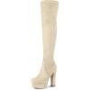 image:imageAllegra K Womens Platform Block Heel Beige Over Knee High Boots 6 M US