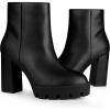 image:imageAllegra K Womens Platform Lug Sole Round Toe Side Zip Block Heeled Chelsea BootsBlack