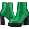 image:imageAllegra K Womens Platform Lug Sole Round Toe Side Zip Block Heeled Chelsea BootsGreen