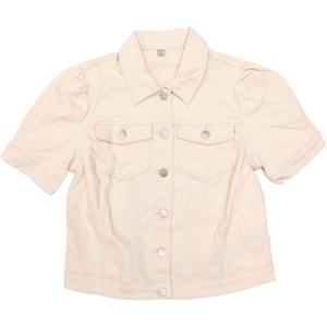 image:imageAllegra K Casual Jean Jacket for Womens Short Puff Sleeves ButtonDown Denim JacketBeige