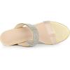 image:imageAllegra K Womens Rhinestones Heel Dual Clear Strap Chunky Heels Slide Sandals