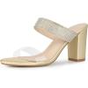 image:imageAllegra K Womens Rhinestones Heel Dual Clear Strap Chunky Heels Slide Sandals