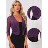 image:imageAllegra K Bolero Shrug for Womens Elegant 34 Sleeve Mesh Sheer Cardigan Formal Jacket for Evening DressesDark Purple