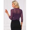 image:imageAllegra K Bolero Shrug for Womens Elegant 34 Sleeve Mesh Sheer Cardigan Formal Jacket for Evening DressesDark Purple