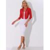image:imageAllegra K Bolero Shrug for Womens Elegant 34 Sleeve Mesh Sheer Cardigan Formal Jacket for Evening DressesRed