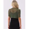 image:imageAllegra K Casual Short Sleeve Mesh Sheer Shrug for Women Open Front Cropped Cardigan BoleroArmy Green