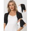 image:imageAllegra K Casual Short Sleeve Mesh Sheer Shrug for Women Open Front Cropped Cardigan BoleroBlack