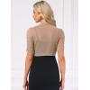 image:imageAllegra K Casual Short Sleeve Mesh Sheer Shrug for Women Open Front Cropped Cardigan BoleroCamel
