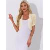 image:imageAllegra K Casual Short Sleeve Mesh Sheer Shrug for Women Open Front Cropped Cardigan BoleroLight Apricot