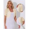 image:imageAllegra K Casual Short Sleeve Mesh Sheer Shrug for Women Open Front Cropped Cardigan BoleroLight Apricot
