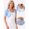 image:imageAllegra K Casual Short Sleeve Mesh Sheer Shrug for Women Open Front Cropped Cardigan BoleroLight Blue