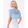 image:imageAllegra K Casual Short Sleeve Mesh Sheer Shrug for Women Open Front Cropped Cardigan BoleroLight Blue