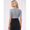 image:imageAllegra K Casual Short Sleeve Mesh Sheer Shrug for Women Open Front Cropped Cardigan BoleroLight Grey