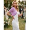 image:imageAllegra K Casual Short Sleeve Mesh Sheer Shrug for Women Open Front Cropped Cardigan BoleroLight Purple