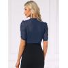 image:imageAllegra K Casual Short Sleeve Mesh Sheer Shrug for Women Open Front Cropped Cardigan BoleroNavy Blue