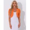 image:imageAllegra K Casual Short Sleeve Mesh Sheer Shrug for Women Open Front Cropped Cardigan BoleroOrange