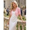 image:imageAllegra K Casual Short Sleeve Mesh Sheer Shrug for Women Open Front Cropped Cardigan BoleroPink