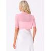 image:imageAllegra K Casual Short Sleeve Mesh Sheer Shrug for Women Open Front Cropped Cardigan BoleroPink