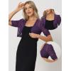 image:imageAllegra K Casual Short Sleeve Mesh Sheer Shrug for Women Open Front Cropped Cardigan BoleroPurple