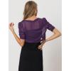 image:imageAllegra K Casual Short Sleeve Mesh Sheer Shrug for Women Open Front Cropped Cardigan BoleroPurple