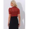 image:imageAllegra K Casual Short Sleeve Mesh Sheer Shrug for Women Open Front Cropped Cardigan BoleroRed
