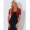 image:imageAllegra K Casual Short Sleeve Mesh Sheer Shrug for Women Open Front Cropped Cardigan BoleroRed