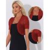 image:imageAllegra K Casual Short Sleeve Mesh Sheer Shrug for Women Open Front Cropped Cardigan BoleroRed