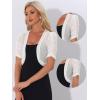 image:imageAllegra K Casual Short Sleeve Mesh Sheer Shrug for Women Open Front Cropped Cardigan BoleroWhite