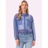 image:imageAllegra K Sheer Bomber Jacket for Womens Zip Up Long Sleeve See Through JacketsGrey Blue
