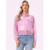 image:imageAllegra K Sheer Bomber Jacket for Womens Zip Up Long Sleeve See Through JacketsLight Purple