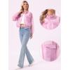 image:imageAllegra K Sheer Bomber Jacket for Womens Zip Up Long Sleeve See Through JacketsLight Purple