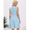 image:imageAllegra K Sleeveless Dress for Womens Tiered A Line V Neck Fitted Waist Casual Dresses with PocketsLight Blue