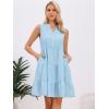 image:imageAllegra K Sleeveless Dress for Womens Tiered A Line V Neck Fitted Waist Casual Dresses with PocketsLight Blue