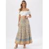 image:imageAllegra K Summer Boho Maxi Skirts for Women Floral Flowy Ruffle Tiered Long Skirts with PocketsBeige