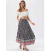 image:imageAllegra K Summer Boho Maxi Skirts for Women Floral Flowy Ruffle Tiered Long Skirts with PocketsDark Blue
