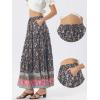 image:imageAllegra K Summer Boho Maxi Skirts for Women Floral Flowy Ruffle Tiered Long Skirts with PocketsDark Blue