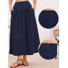 image:imageAllegra K Summer Flowy Long Skirts for Women 2026 Elastic High Waist Casual Maxi SkirtDark Blue