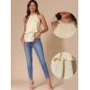 image:imageAllegra K Summer Halter Tank Tops for Womens Casual Elegant Satin Pleated Flowy Blouses ShirtsApricot