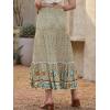 image:imageAllegra K Summer Maxi Skirts for Women 2026 Bohemian Floral Print Elastic High Waist A Line Beach SkirtBeige