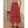 image:imageAllegra K Summer Maxi Skirts for Women 2026 Bohemian Floral Print Elastic High Waist A Line Beach SkirtRed