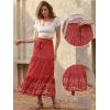 image:imageAllegra K Summer Maxi Skirts for Women 2026 Bohemian Floral Print Elastic High Waist A Line Beach SkirtRed