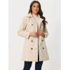 image:imageAllegra K Winter Trench Coat for Women Overcoat Belted Outwear Double Breasted Mid Long Pea CoatCream White