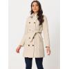 image:imageAllegra K Winter Trench Coat for Women Overcoat Belted Outwear Double Breasted Mid Long Pea CoatCream White