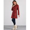 image:imageAllegra K Winter Trench Coat for Women Overcoat Belted Outwear Double Breasted Mid Long Pea CoatDark Red