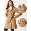 image:imageAllegra K Winter Trench Coat for Women Overcoat Belted Outwear Double Breasted Mid Long Pea CoatKhaki