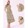 image:imageAllegra K Womens Boho Dresses V Neck Cap Sleeve Smocked ALine Floral Tiered Flowy Maxi DressesBeige