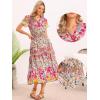 image:imageAllegra K Womens Boho Dresses V Neck Cap Sleeve Smocked ALine Floral Tiered Flowy Maxi DressesPink