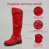 image:imageAllegra K Womens Flat Knee High Shoes No Heel Soft Cushioned BootsRed